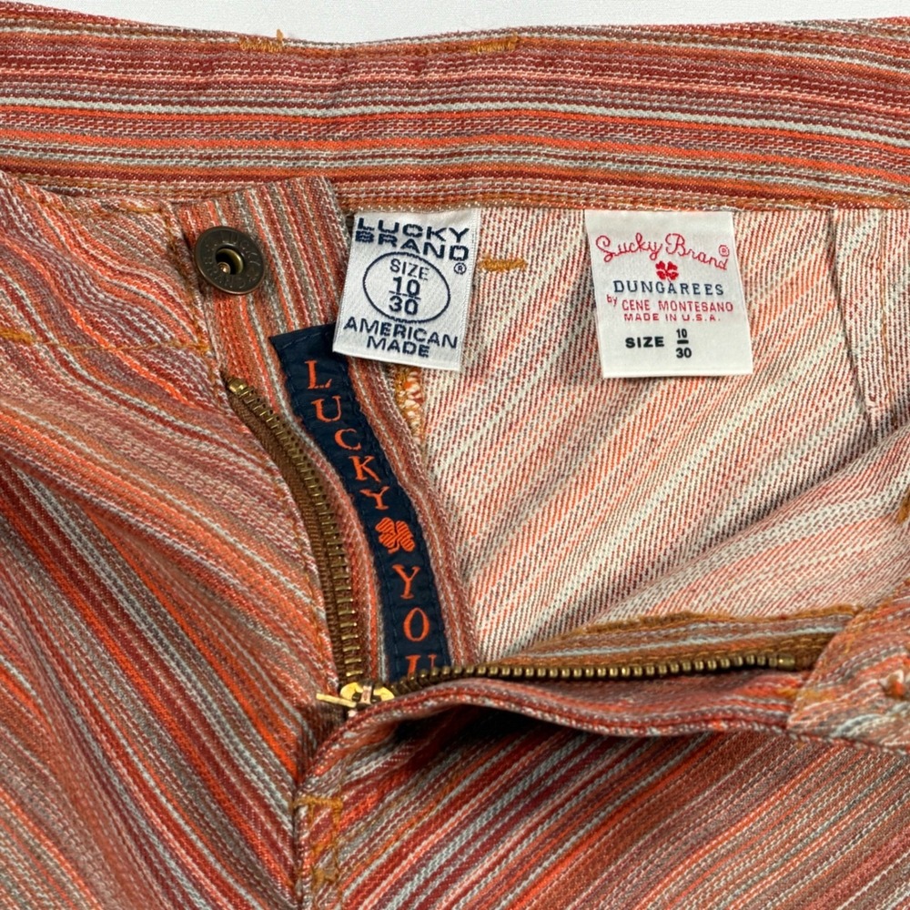 Lucky Brand Skirt Womens 10 Orange Striped A-Line Cotton Chevron Boho Retro 90s - Picture 3 of 8